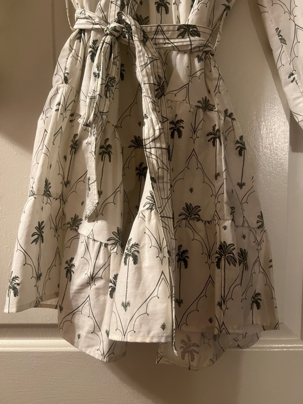 Zara White Wrap Dress with Green Palm Print - Picture 6 of 6